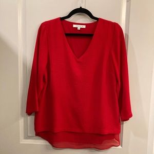 Red V-Neck Blouse by Rose+Olive Size M